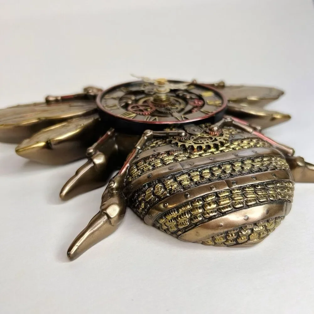 Steampunk Bee Clock Cold Cast Resin Antique Bronze Finish Wall Sculpture *tested